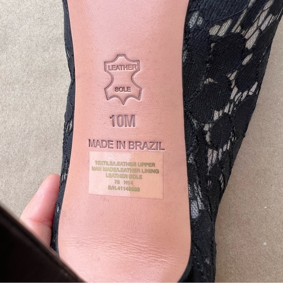 Tory Burch Glenna Pump Camellia Satin Lace Heels Size 10 Black - Picture 3 of 9